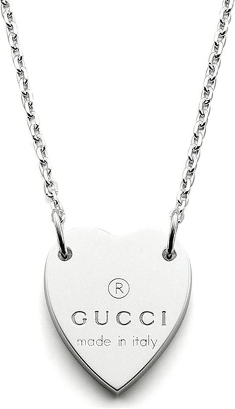 gucci trademark heart pendant necklace in sterling silver